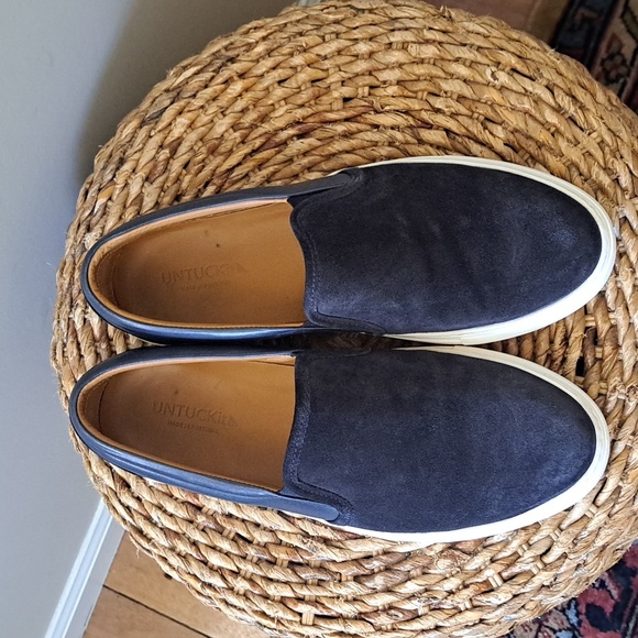 UNTUCKit Mens Navy Blue Suede/Leather Slip-On Loafer/Sneakers White Soles S-10.5 - Picture 4 of 12